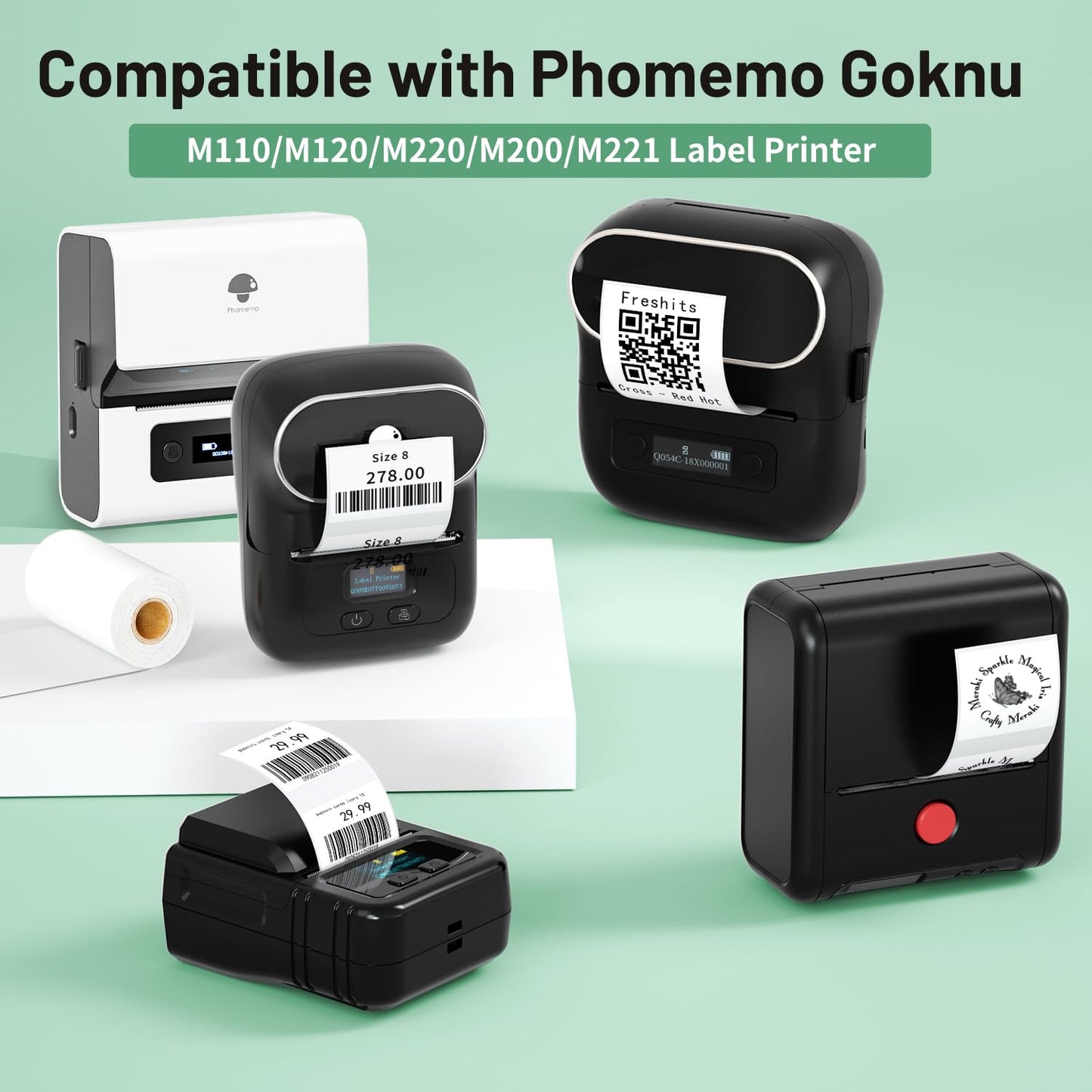 Phomemo M110 Labels, Thermal Sticker Paper, 2" Round Thermal Labels for Small Business, Logo Design, Baking Package, Holographic Sticker Paper for Phomemo M150 M220 M221 M250 M260 M100 Label Maker 1.96"x1.96"