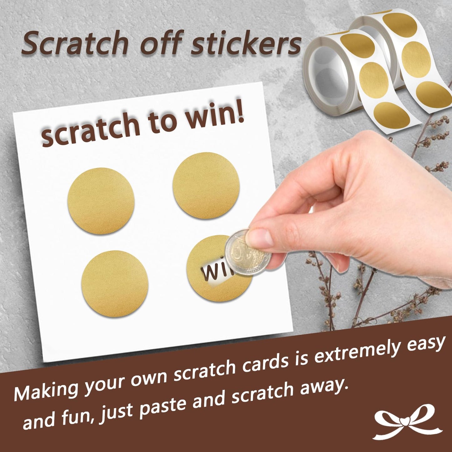 600PCS 1 Inch Scratch Off Sticker Round Labels Scratch Off Card Stickers Circle Self Adhesive Labels for Lottery Tickets DIY Reward Cards (Gold) Gold