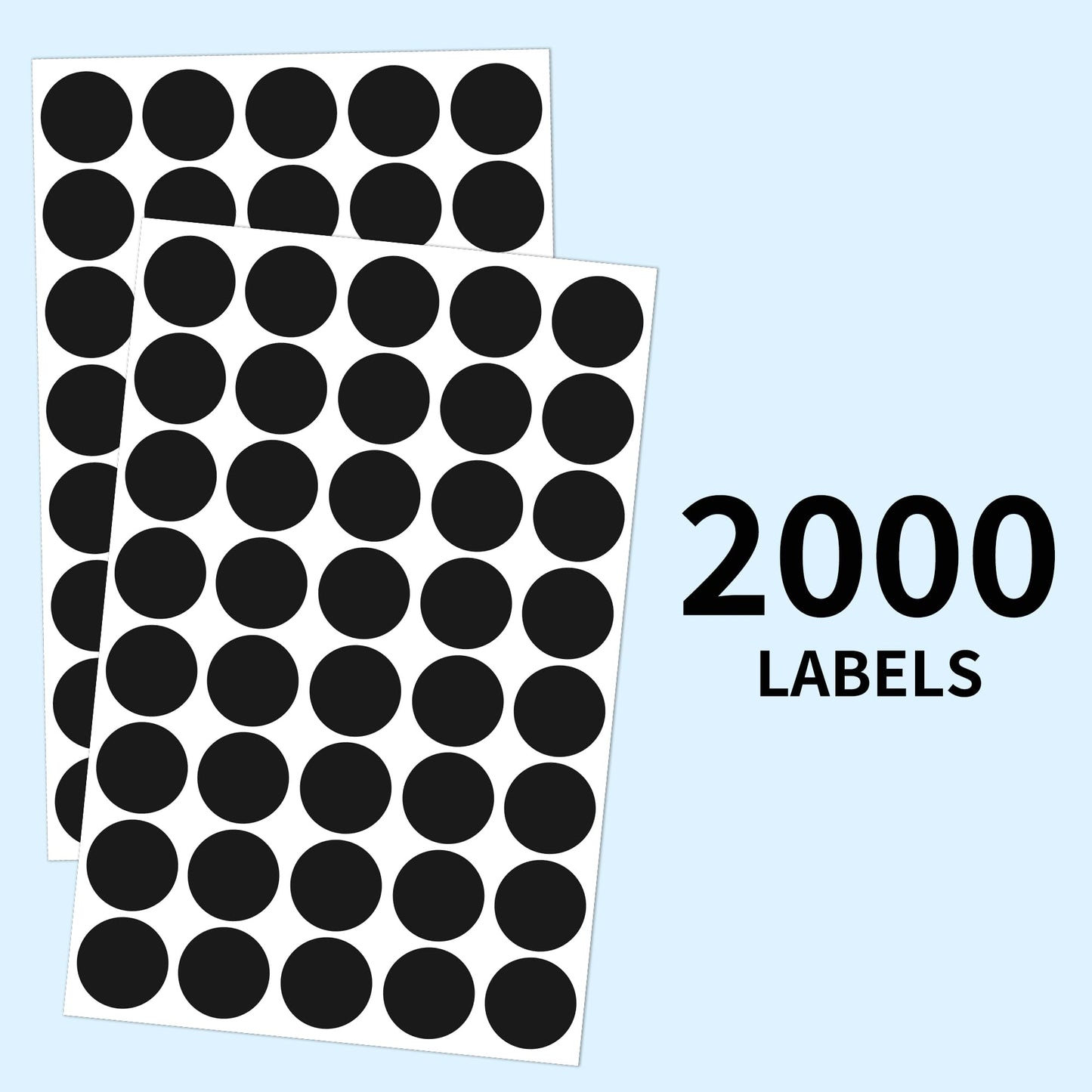 2000 PCS Circle Dot Stickers, 3/4" Round Color Coding Labels, Office Classroom Stickers Black