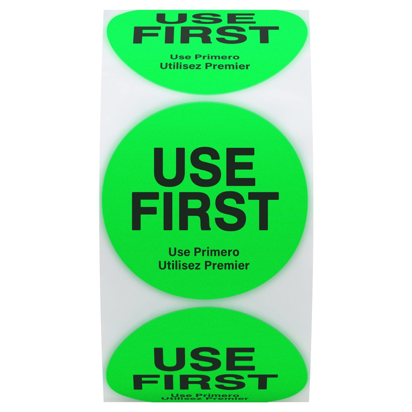 500 Pcs 1.5" Use First Stickers Small Stickers Circle Label Dot Labels Fluorescent Paper, Fluorescent Green