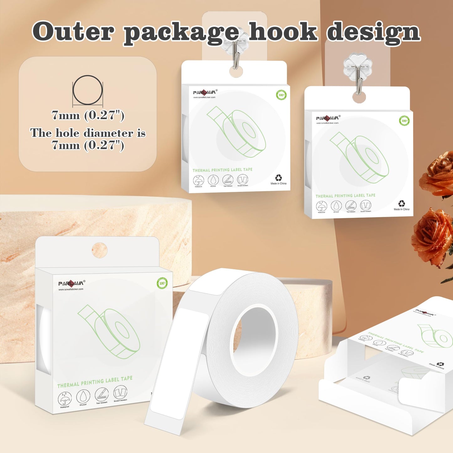 PARLAIM 10 Rolls D30 Label Tape, Pre-Cut Self-Adhesive Label Tapes, 0.55 x 1.57 Inch (14 X 40mm) Square Thermal Label Sticker for Portable Printer, 1600pcs White Labels 10 Roll-1600PCS