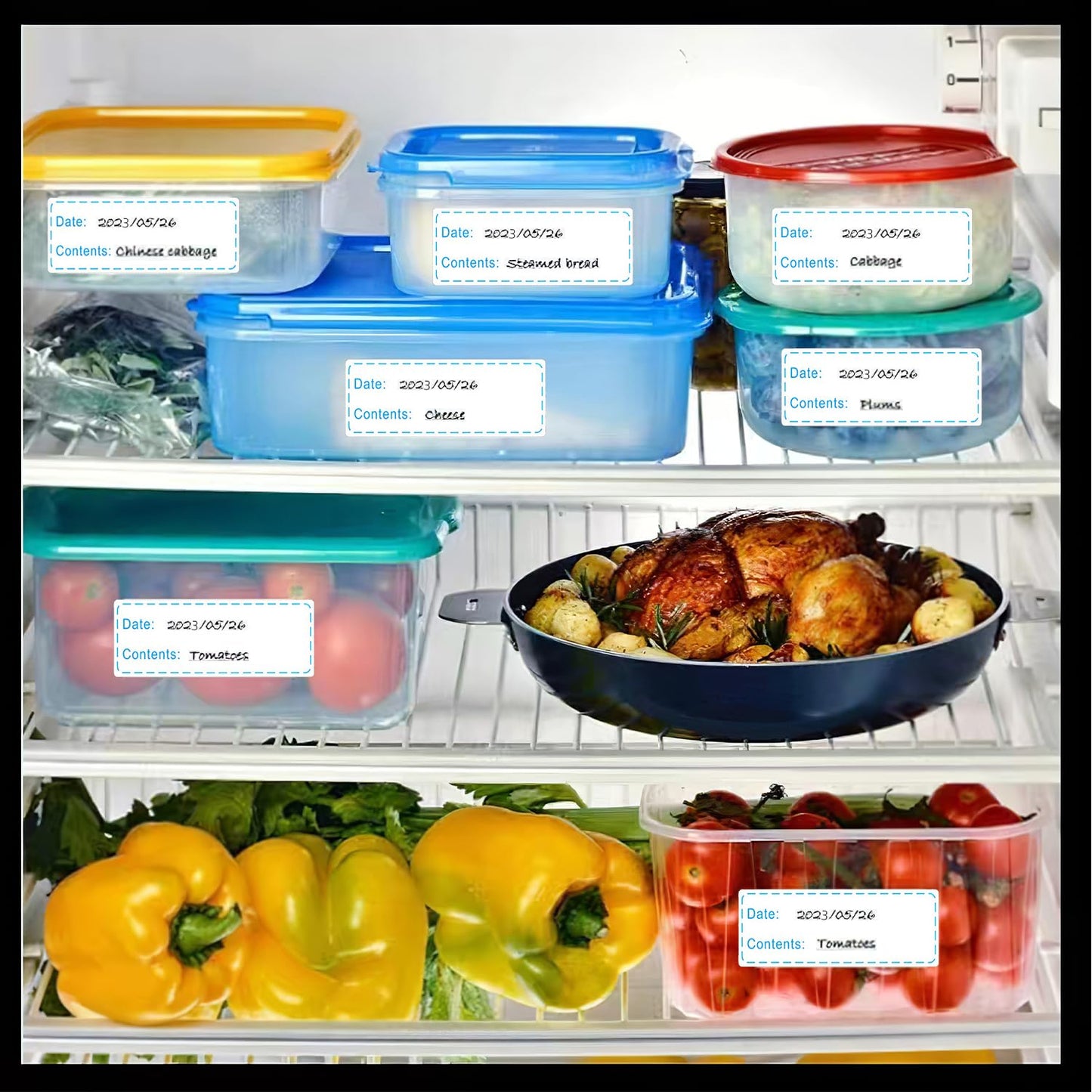 Removable Food Storage Labels for Home and Restaurant Use, Refrigerator Storage Labels Food Storage Stickers Large Bottle Label Easy Clean Leaves No Residue