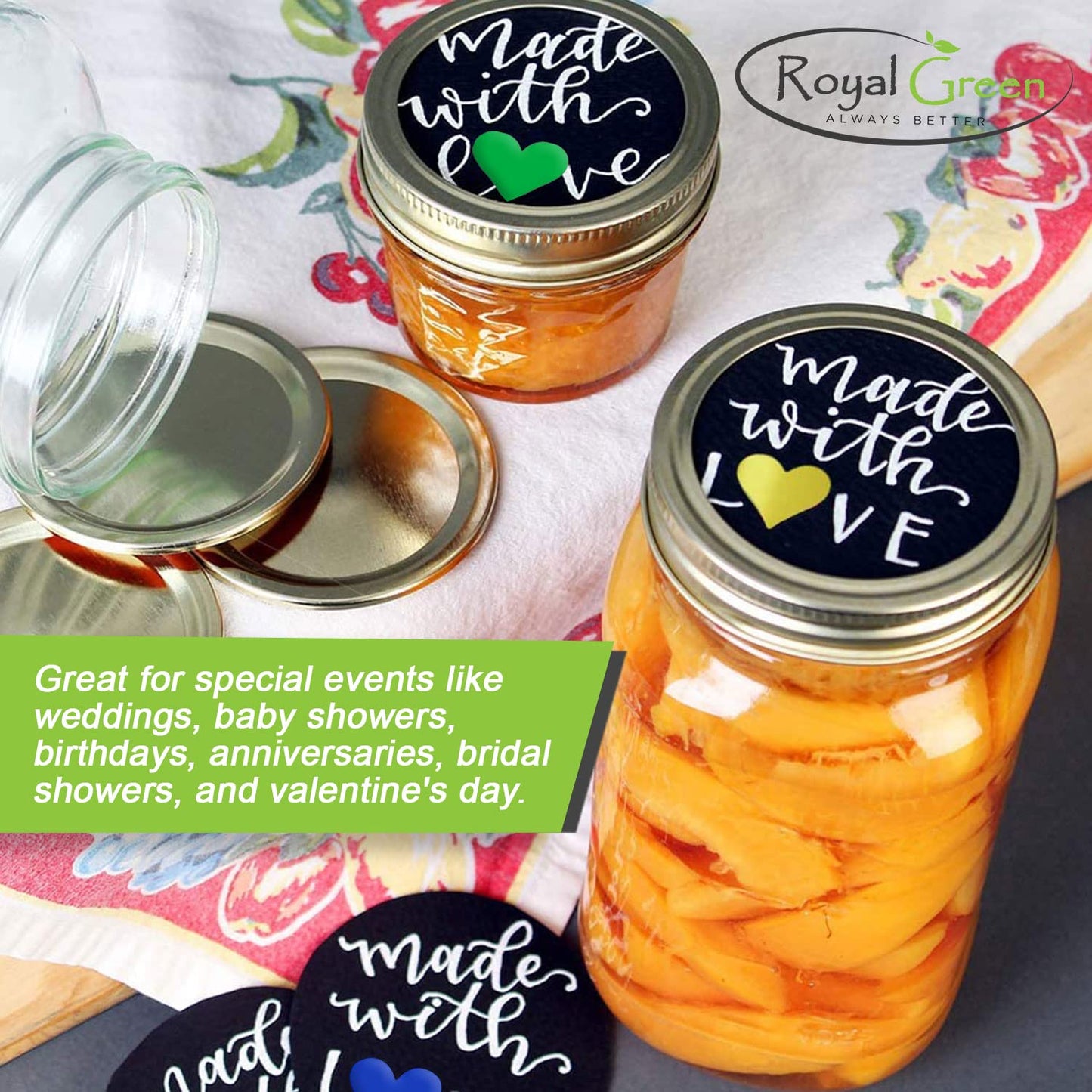 Royal Green Heart Stickers 1/2 Inch - Valentine's Day Scrapbook Stickers - Labels for Arts - Craft Paper Heart Stickers - Heart Roll Labels - 13mm (0.5 inches) - Green - 1250 Pack