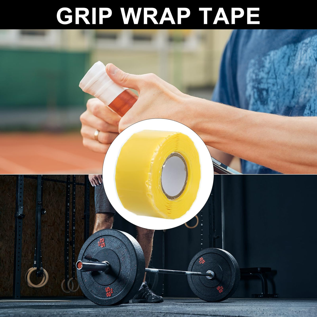 PATIKIL Grip Tape for Handles 1" x10ft, 2 Roll Self-Fusing Silicone Tape for Bike Handles Pull Up Bars Gym Equipment Plumb/Hose/Pipe Leaks Emergency, Yellow