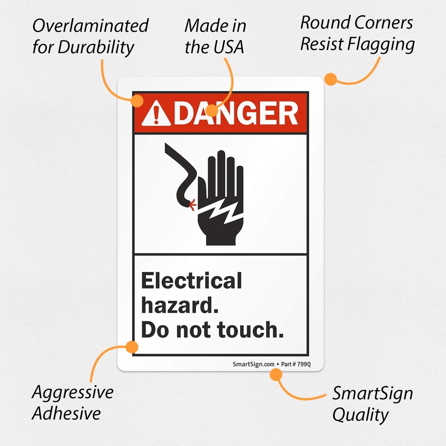 SmartSign "Danger - Electrical Hazard, Do Not Touch" Label | 3.5" x 5" Laminated Vinyl, Black/Red on White, 1 Count (Pack of 1) Danger - 3.5" x 5"