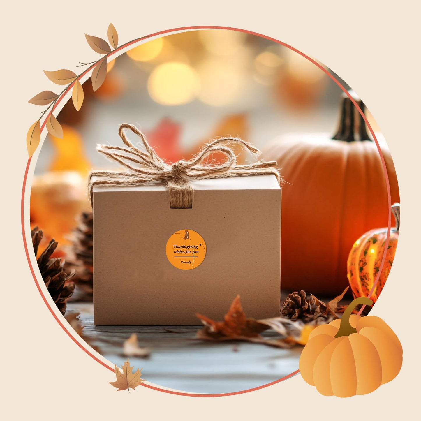 NIIMBOT Thanksgiving Stikers for B1 B21 B3S K3 Label Maker, 2'' x 2'' (50x50mm) Printer Labels, Pumpkin Round Label Stickers for Kids 49x49mm-pumpkin