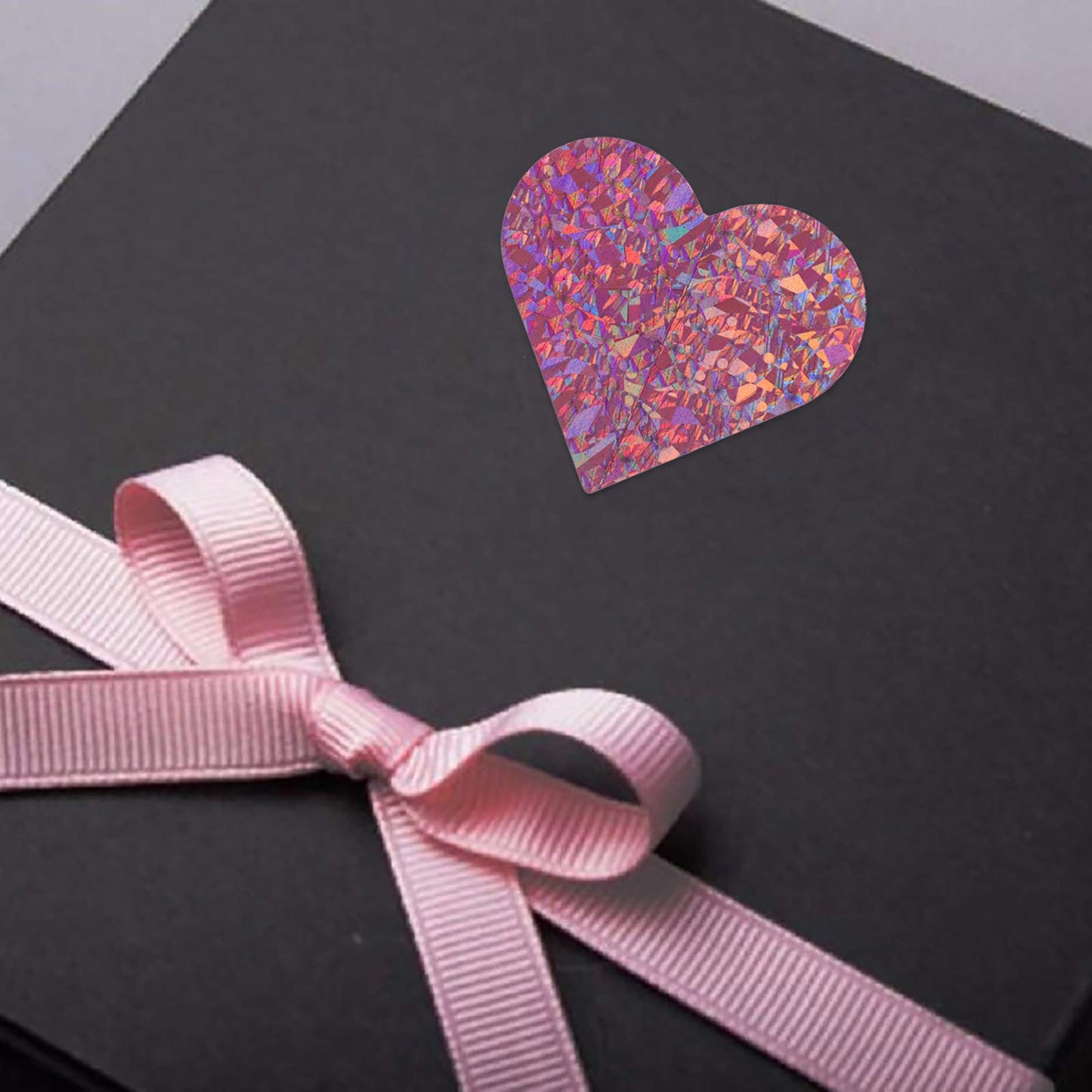 1.5" Pink Heart Stickers with Glitter Holographic Gravel Pattern, 500 pcs Sparkling Adhesive Heart Sticker Labels per Roll, Love Stickers for Personal and Business Use 1.5 inch