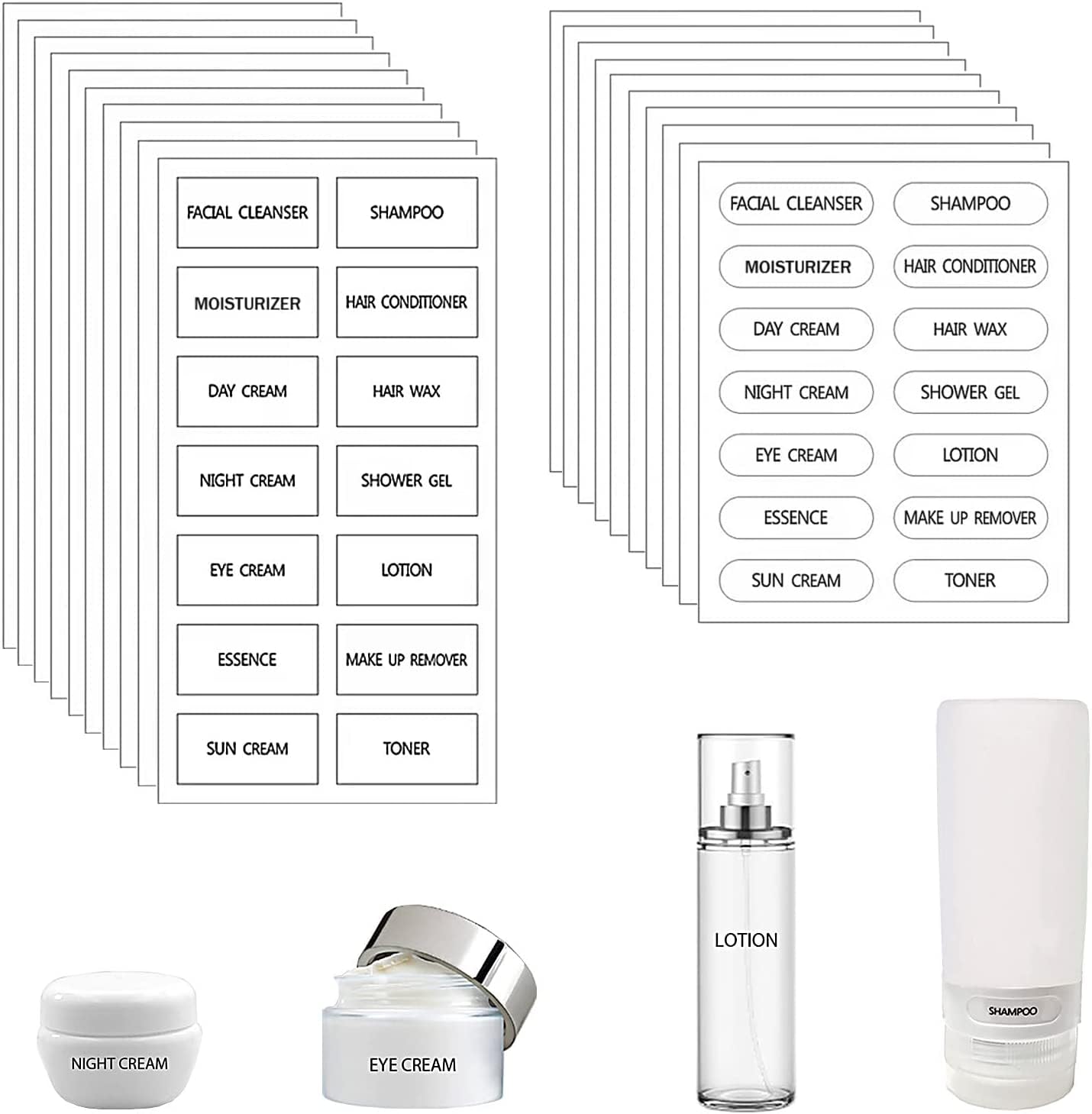 280pcs Waterproof Small Cosmetic Labels - Clear Bathroom Beauty Organization Skincare Travel Toiletries Stickers