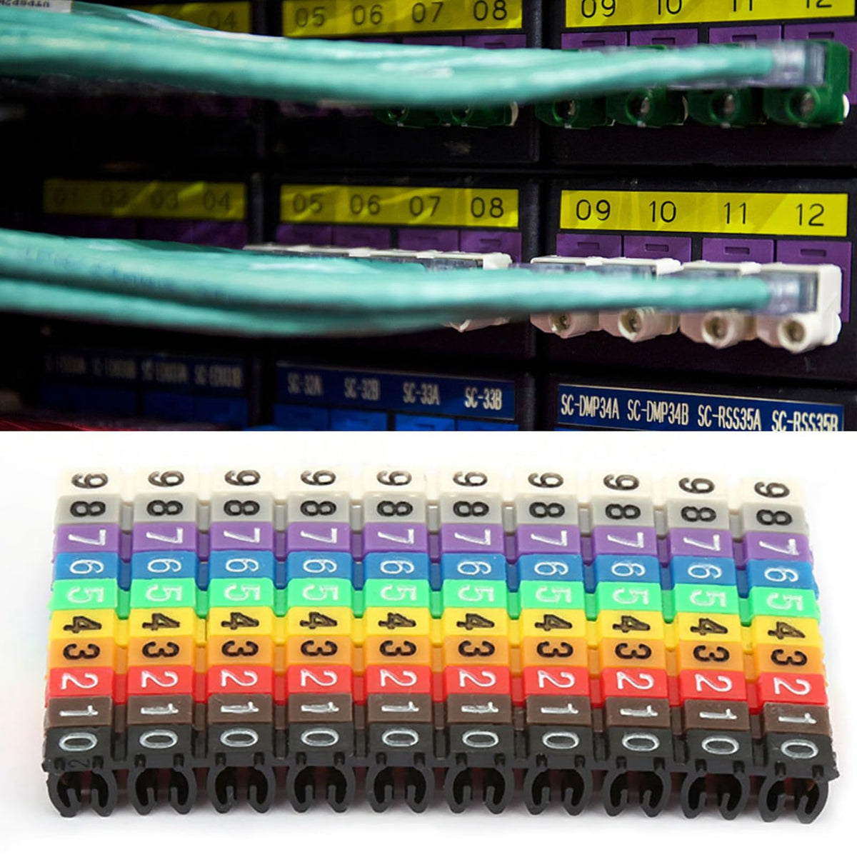 Wire Number Labels, 0.2 x 0.1in Colorful Wire Number Tube Cable Marker, Digital Number Clip on Wire Marker, Plastic Wire Numbering Marker for Wires Management, 100Pcs 100PCS 14AWG 2.5mm²