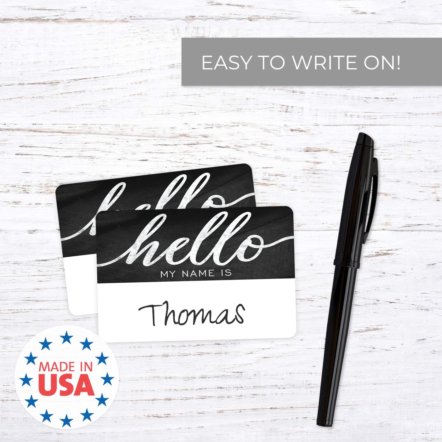 Hello My Name is Chalkboard Style Stickers / 250 Trendy Fill in Name Tag Labels / 3" x 2" Modern Classroom Stickers/Made in The USA Chalkboard Design