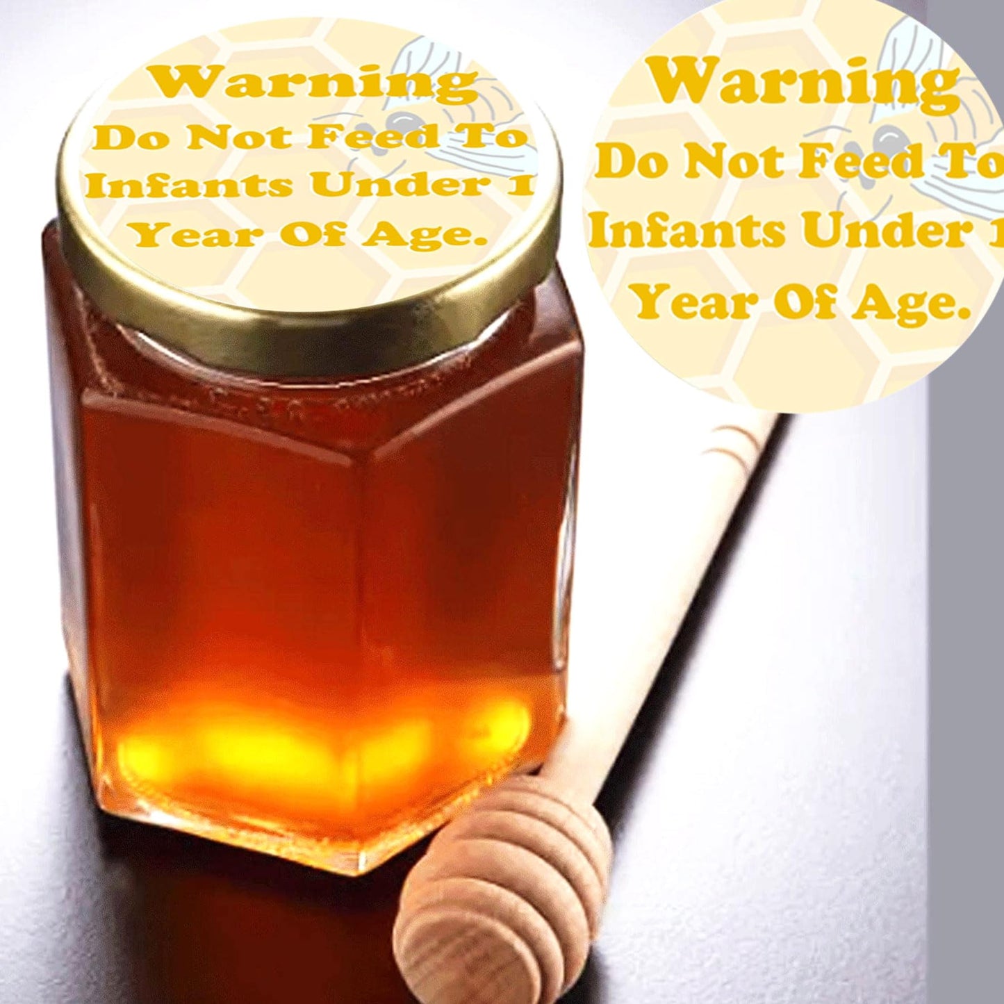 Honey Warning Caution Infants Labels 2 inch Warning Do Not Feed to Infants Label 500Pcs Pure Honey Bottle Label-Honey Safety Instruction Stickers for Small Business Canning Jars and Lids
