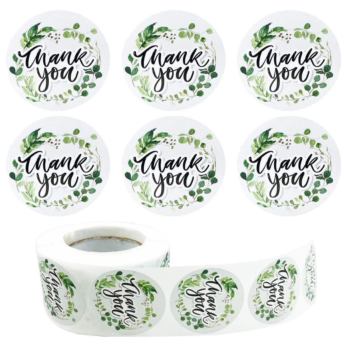 Thank You Stickers, 500Pcs Leaf Thank You Label Stickers 1.5" Leaf Frames Thank You Stickers Roll Greeting Cards Flower Bouquets Self-Adhesive Labels for Gift Wraps Birthday Party Favors 1.5inch Leaf
