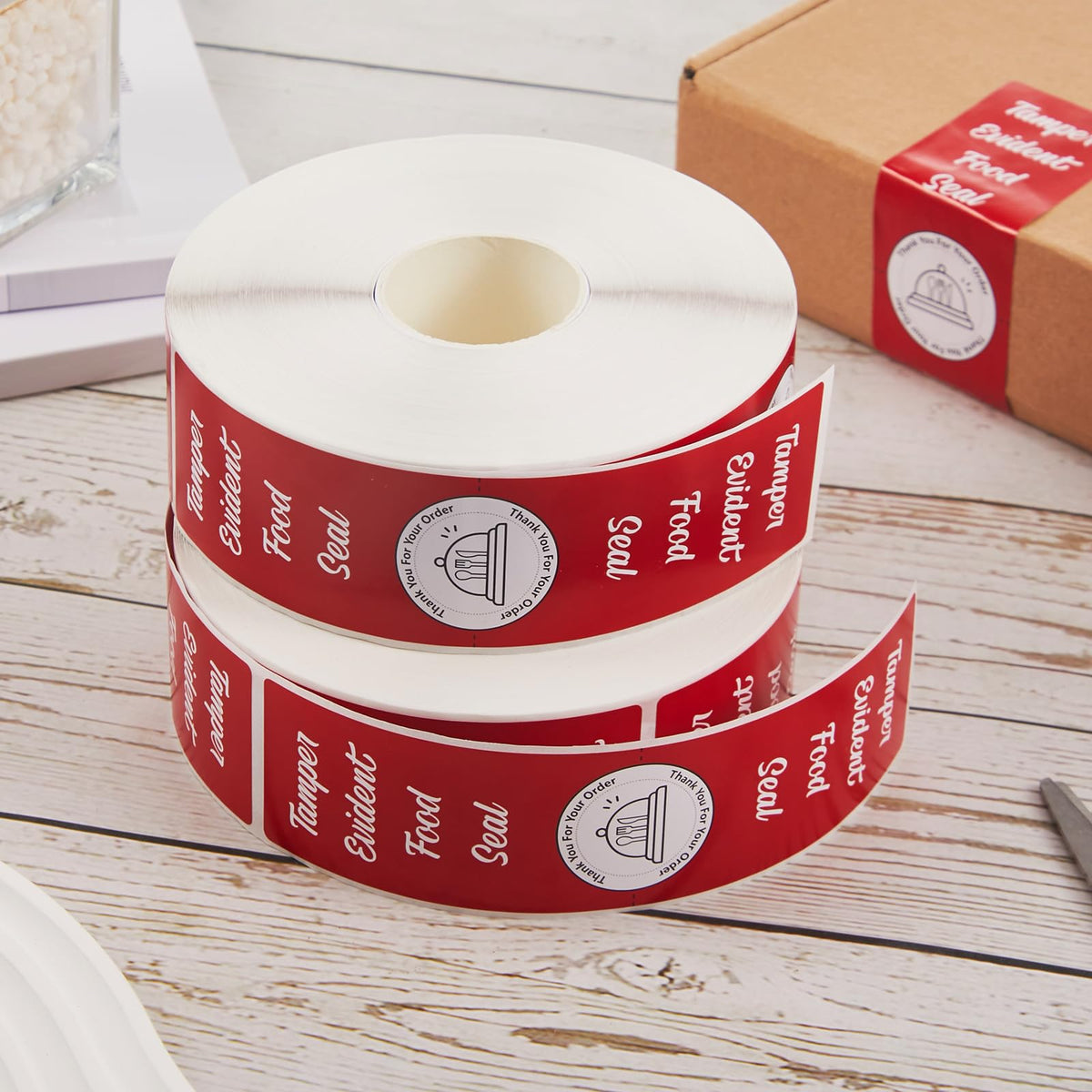 500 Pieces Tamper Evident Stickers for Food Delivery 1.5 x 6 Inches Red Tamper Seal Proof Tape Safe Labels Sealed for Freshness Drink Food Container Pizza Boxes (Red) 500
