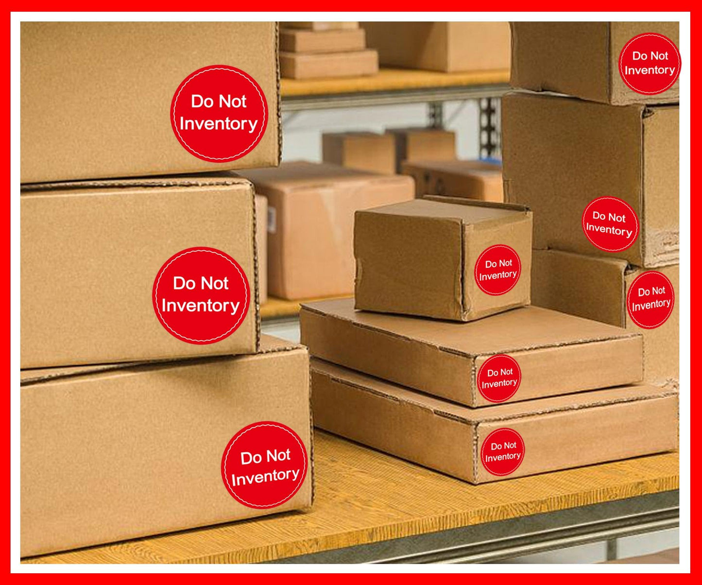 Do Not Inventory Labels 2 inch Do Not Inventory Stickers for Quality Red with White Round Circle Dots Control,Inventory,Warehouse 500 pcs per Roll