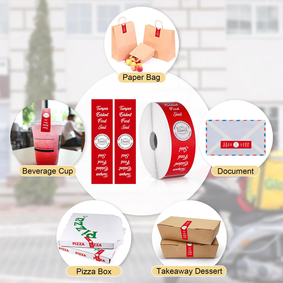 1000 Pcs Tamper Proof Stickers 1.5 x 6 Inch Tamper Evident Tape Security Delivery Seals for Freshness Labels Drink Food Pizza Packaging Red