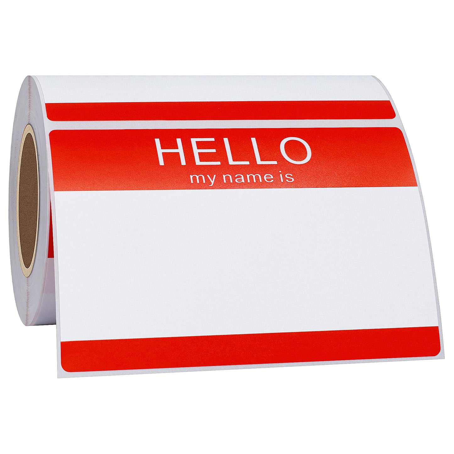 Hybsk Hello My Name Is Red Name Tag Identification Stickers 3-1/2” x 2-3/8” Total 200 Labels Per Roll (Red)