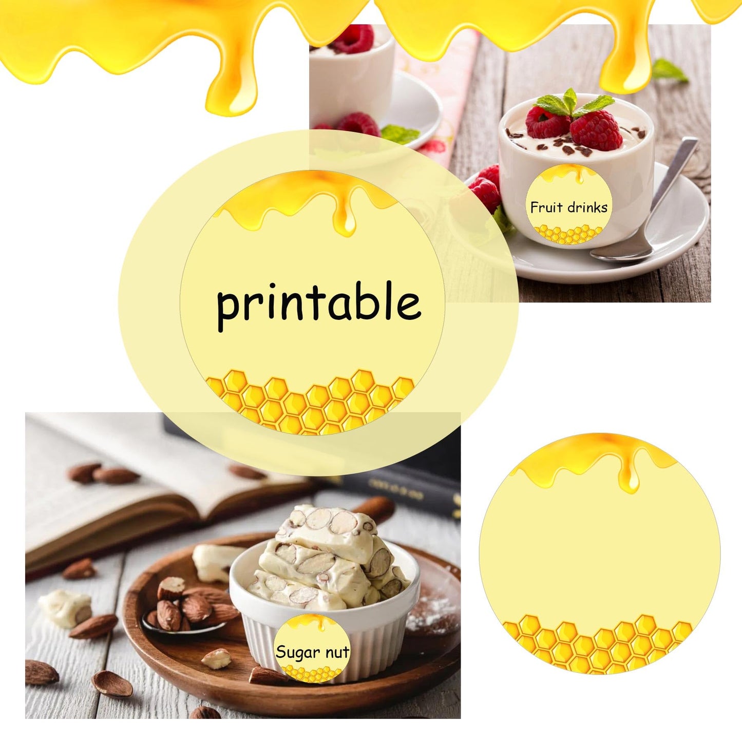 Direct Thermal Label Stickers Honey Themed Personalized Honey Labels 2 Inch - Honey Jars and Bottles Labels Honey Farm Kitchen Name Small Business Thermal Stickers for Honey Quart Jars 500 Pcs