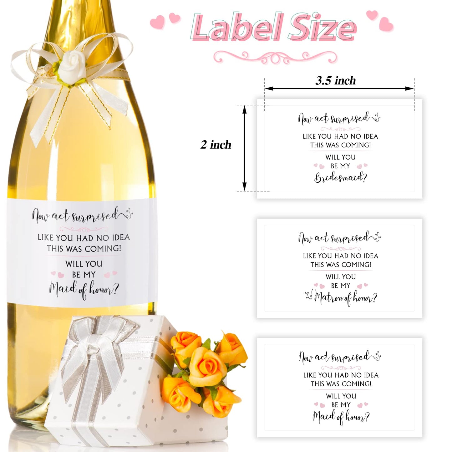 Yexiya 20 Pieces Bridesmaid Sticker for Mini Champagne Bottles - Proposal Ask Wine Labels, Bridal Party Maid of Honor Waterproof Stickers (Will You Be My Bridesmaid)
