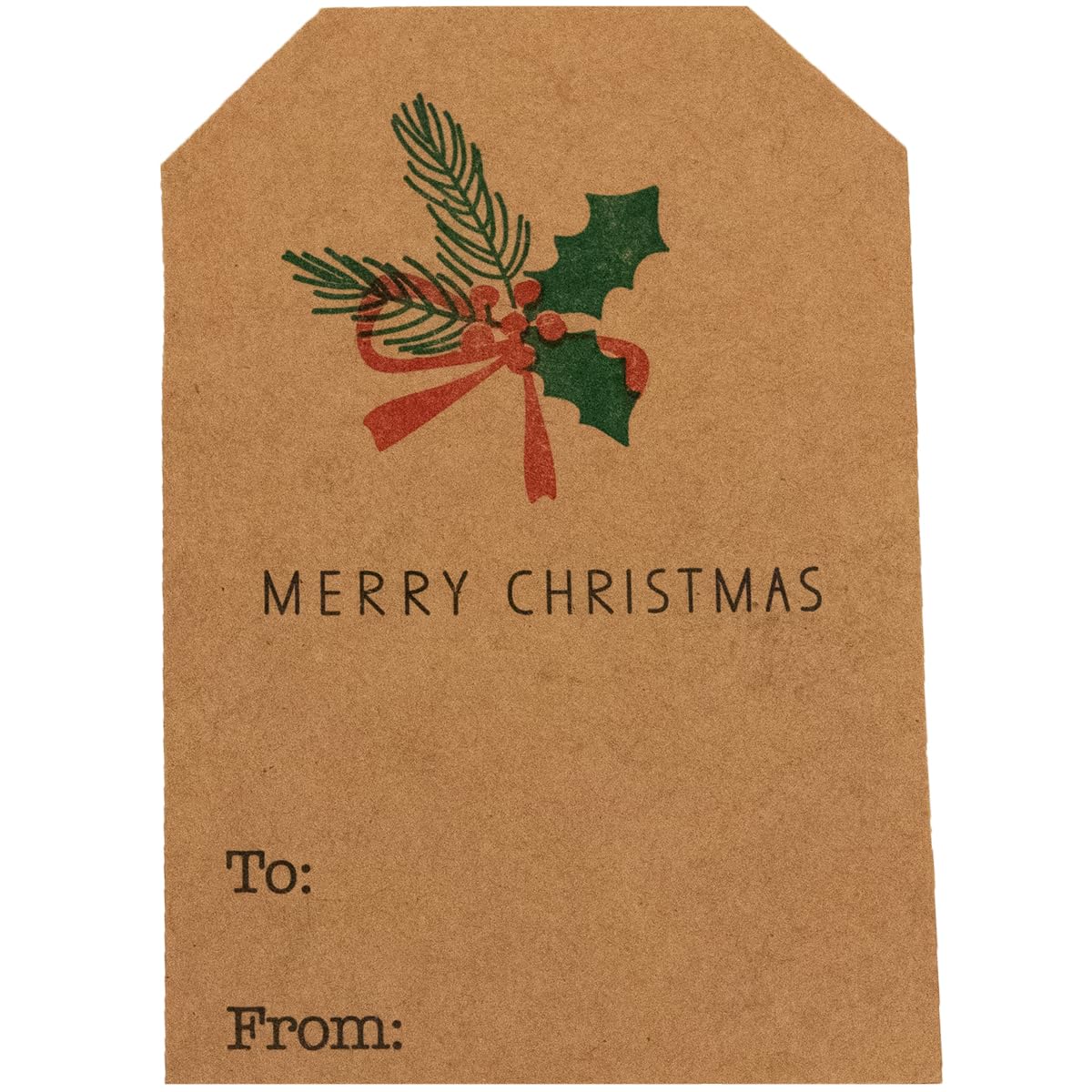 Mistletoe Holiday Gift Tags – 2 x 3 Inch Adhesive Labels with 4 Festive Mistletoe & Holly Designs – 100 Eco-Friendly Kraft Tags, Permanent Adhesive, Made in The USA