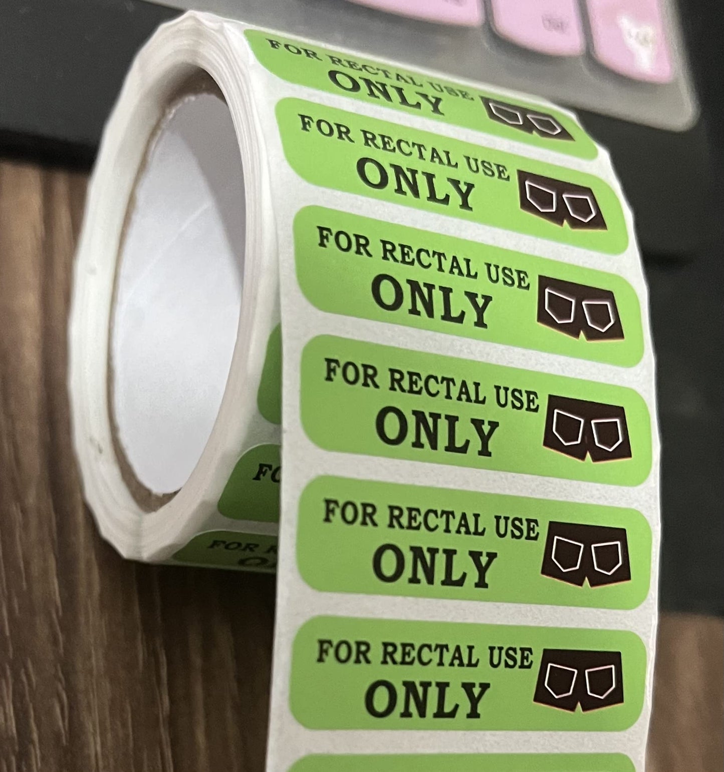 1.5' x 3/8' Green for Rectal Use Only Stickers Waterproof - 500 Funny Gags for Adults - Prank Stickers Funny Joke Removable Labels (Green)
