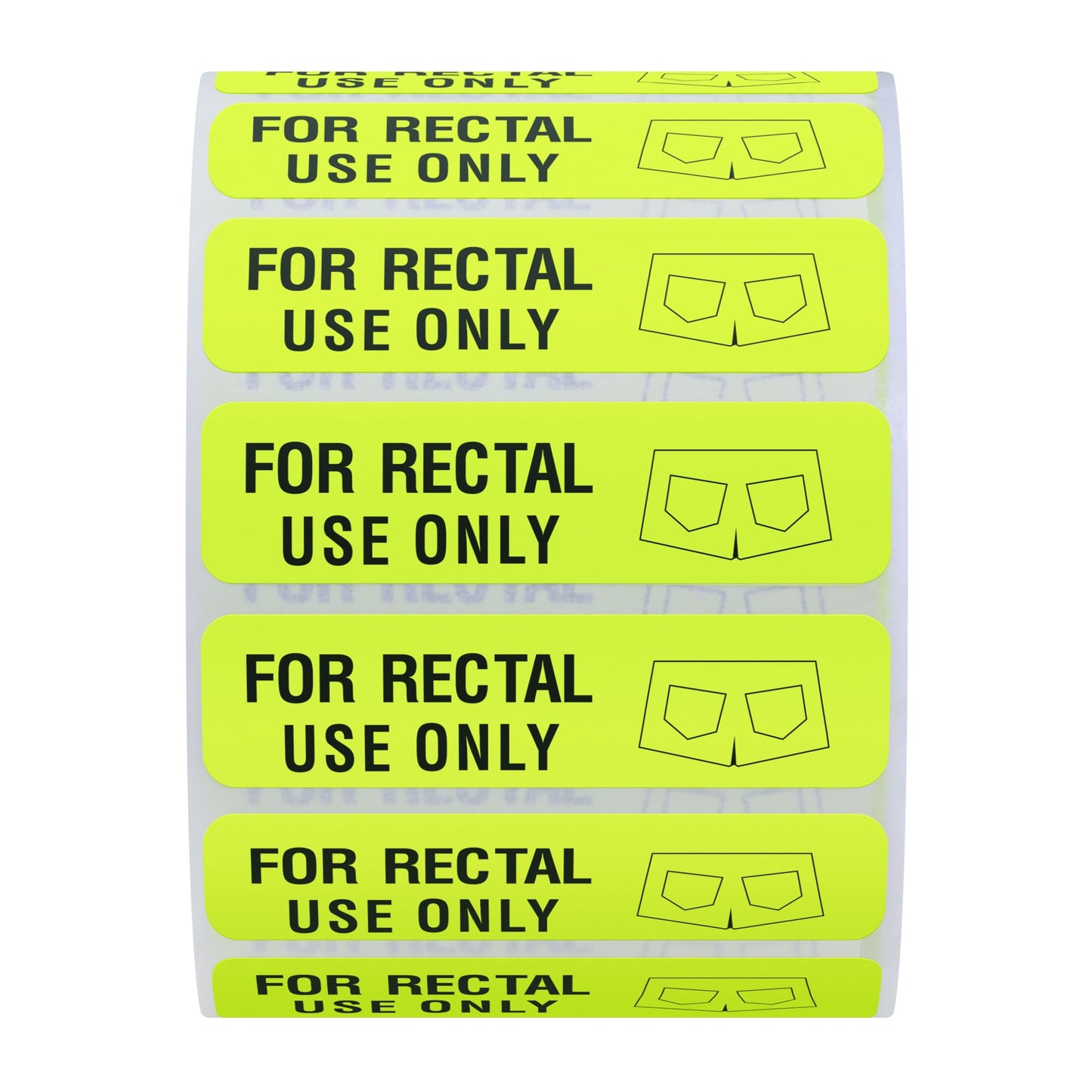 Shorts Stickers Bright Labels Fluorescent Paper for Rectal Use Only, 500 Stickers, 38x10 mm, Yellow