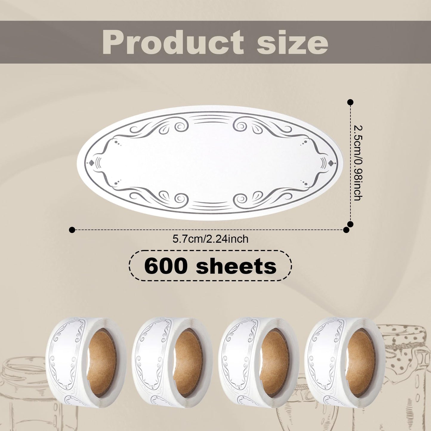 600 Pcs Canning Labels for Mason Jars, Labels for Canning Jars Food Stickers for Containers Jar Labels Roll for Mason Jars Food Containers Bottle Gift Box 600