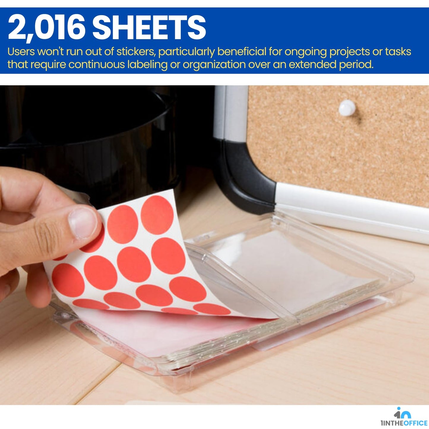 1InTheOffice Colored Dot Stickers, Round Stickers, Red Stickers, 3/4 Inch, 2,016 Pieces