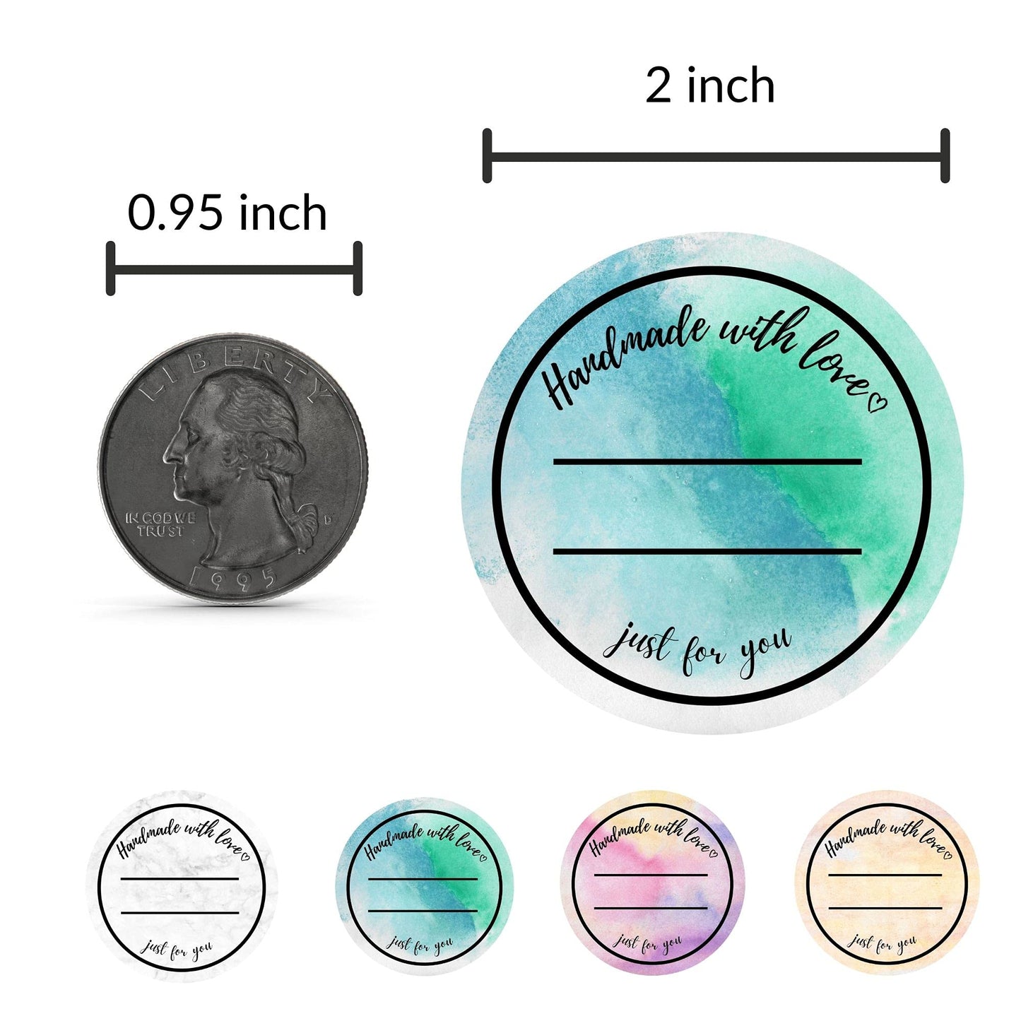 Mobiusea Creation Handmade with Love Labels Roll | 2 inch Round Cut | 500 Labels for Homemade Goods, Handmade Stickers, Small Business Supplies, Soap Candle Canning Supplies