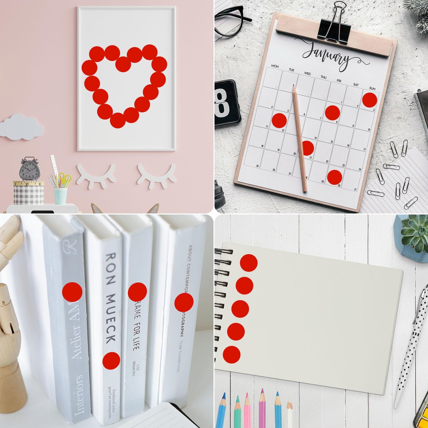 1 Inch Circle Stickers,1400 PCS Colored Dot Stickers,Round Color Coding Labels,Price Stickers for Garage Sale,Sticker Dots for Toddler Student Classroom Office-Red 1 inch-1400 PCS Red