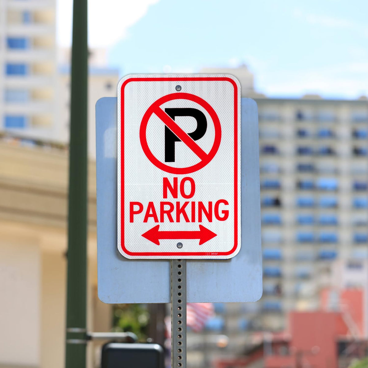 T&R (2 Pack) Large No Parking Signs, 18" x 12" Engineer Grade Reflective Sheeting, Rust Free Aluminum, Waterproof, Fade Resistant, 2 Pre-drilled Holes No Parking - 18" x 12" - 2 Pack