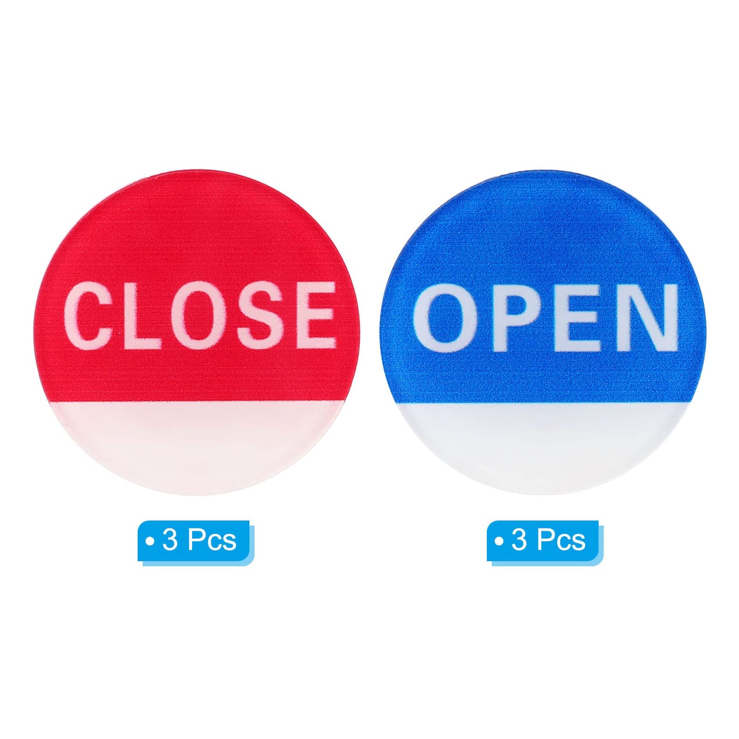PATIKIL Open/Close Sticker, 3 Pairs/6 Pack Acrylic Self Stick Round Business Door Label Signs for Office Store, Blue/Red 6