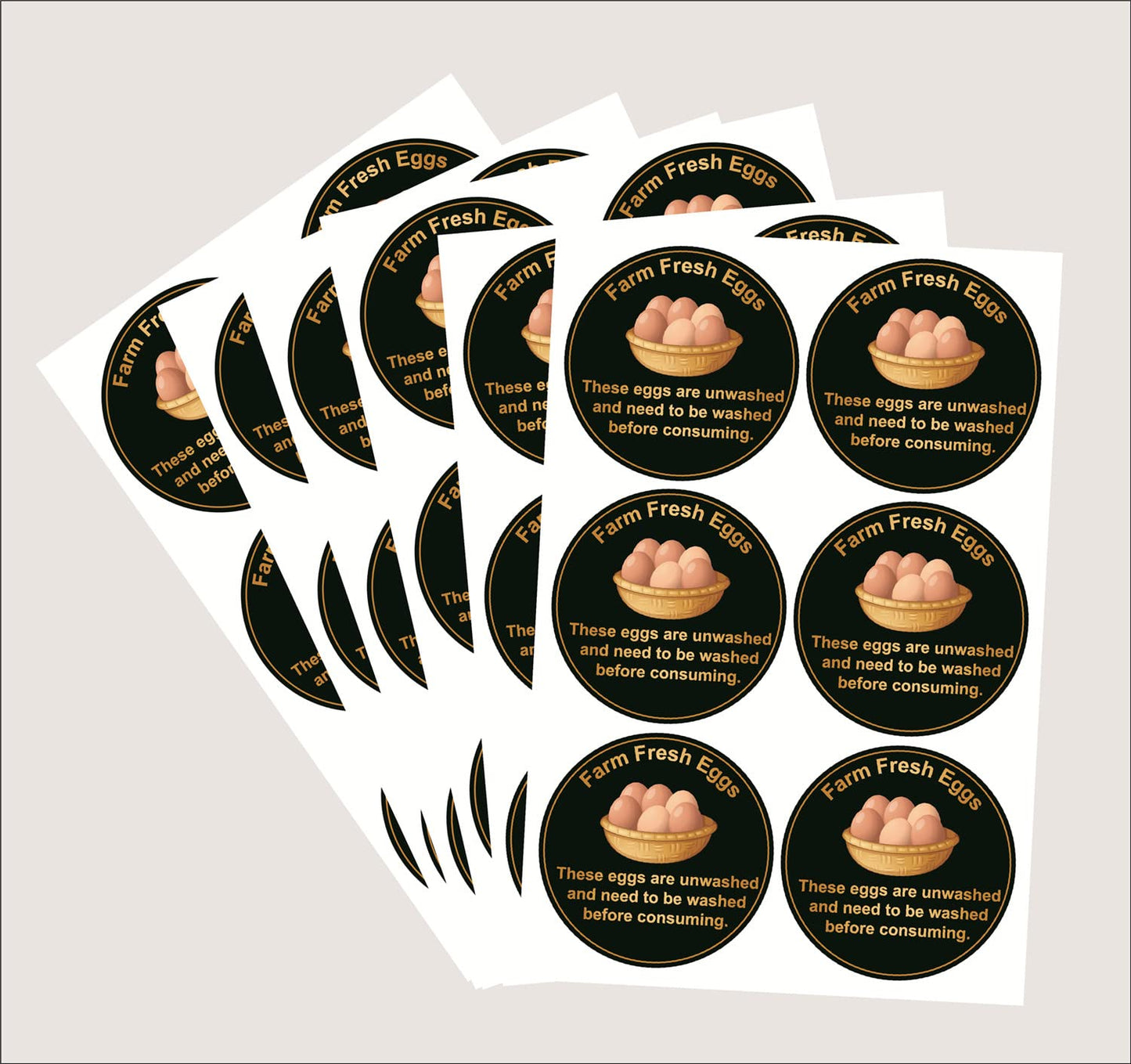 Unwashed Farm Fresh Egg Stickers,2 inch 300pcs Black Unwashed Farm Fresh Eggs for Carton