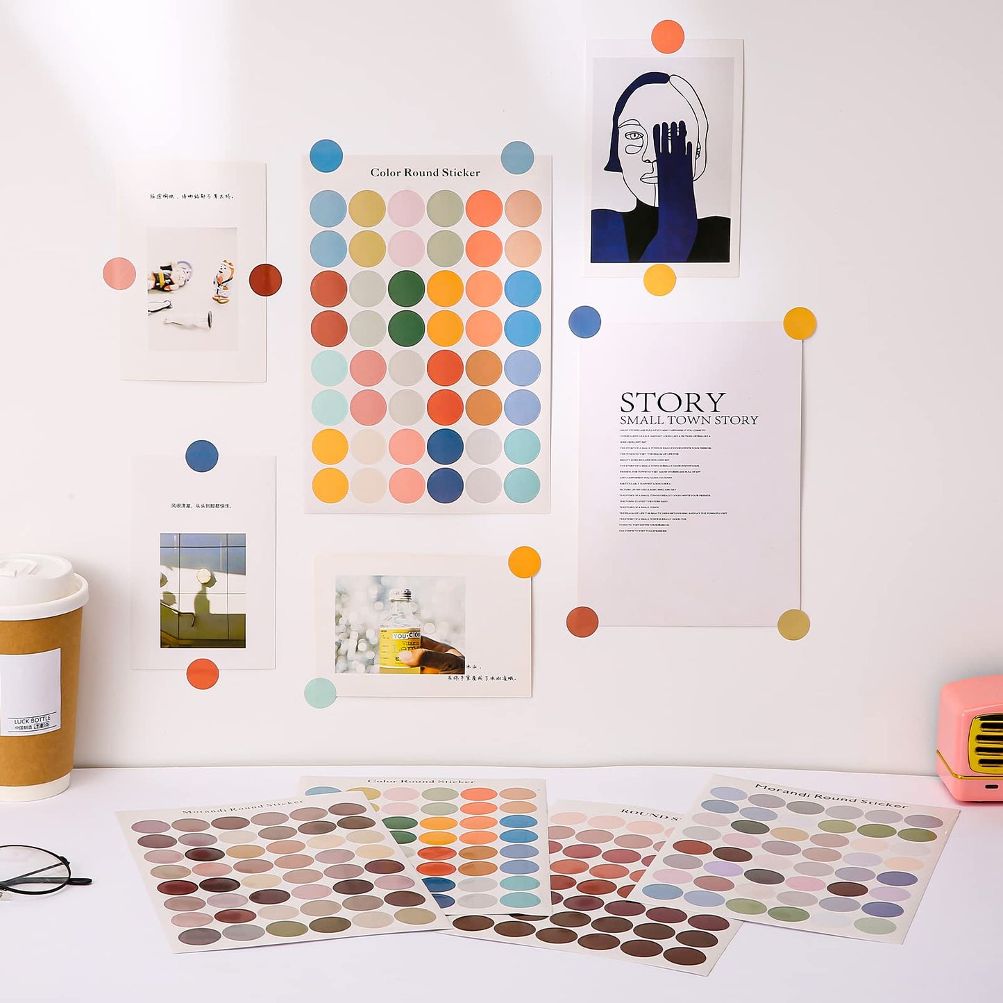 2304 PCS Round Dot Stickers,0.8 Inch Color Coding Labels,Morandi Circular Stickers for Toddlers,Aesthetic Small Sticker Office,Neon Key Identifiers Student Classroom