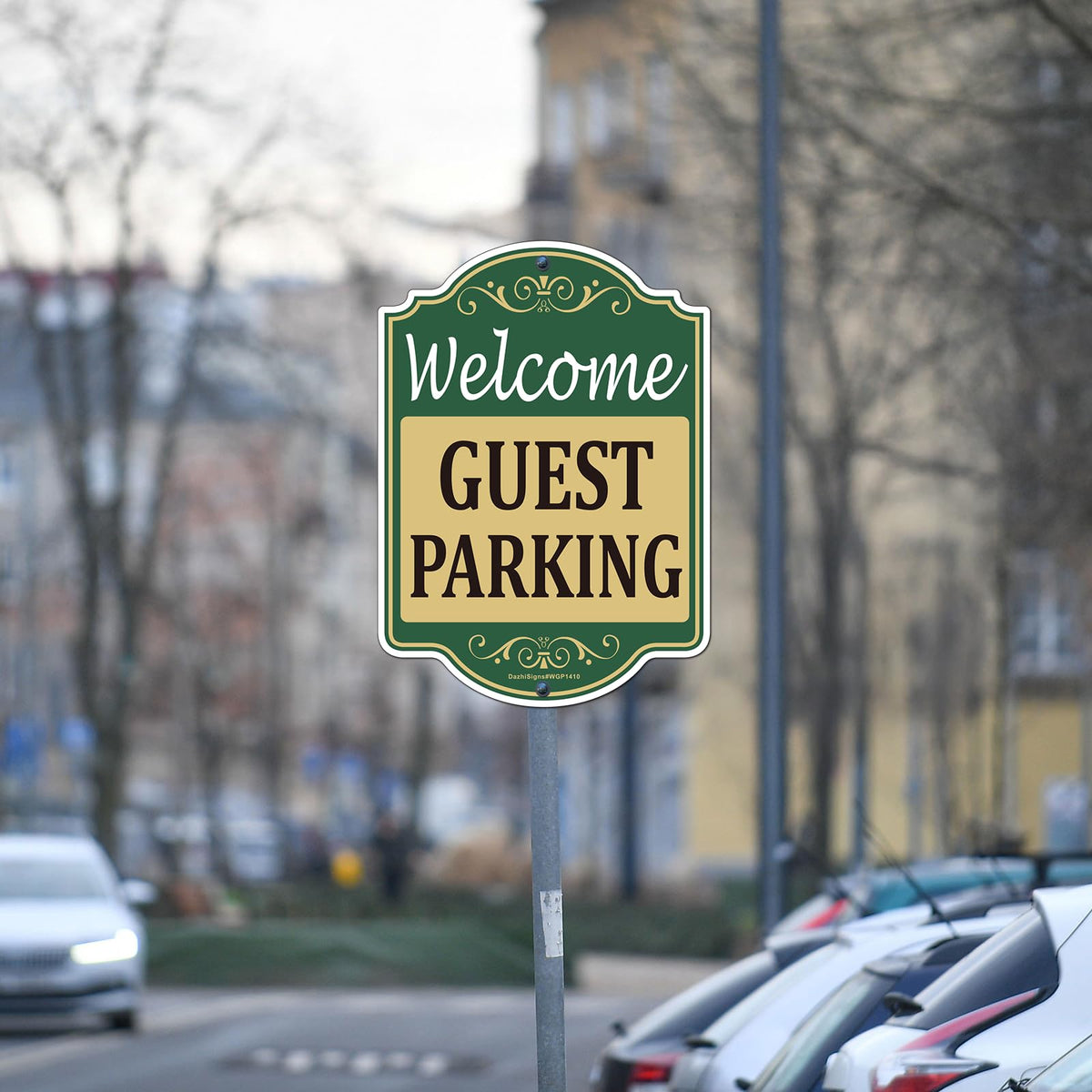 2 Pack Welcome Guest Parking Signs, 14"x10" Customer/Visitor Parking Only Sign, Rust Free Aluminum Guest Parking Only Sign, Fade/Weather Resistant, UV Protected, Indoor/Outdoor Use, Easy to Mount
