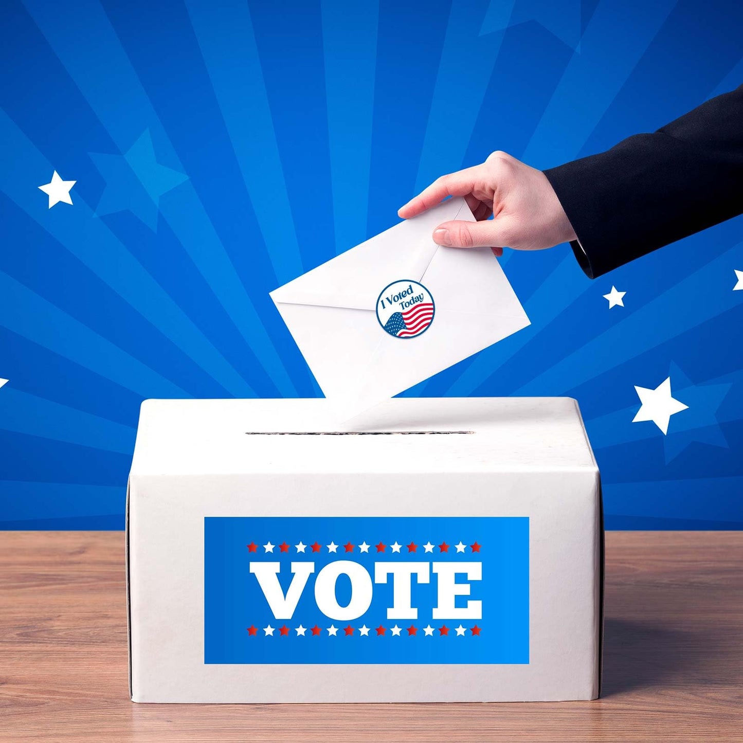 1000 Pcs I Voted Today Stickers Round Self Adhesive Labels, 500 Patriotic Stickers on a Roll, Red, White, Blue, 8 Designs for 2025 Election Day Campaigns Voting Supplies (1.5 Inch) 1.5 Inch 1000