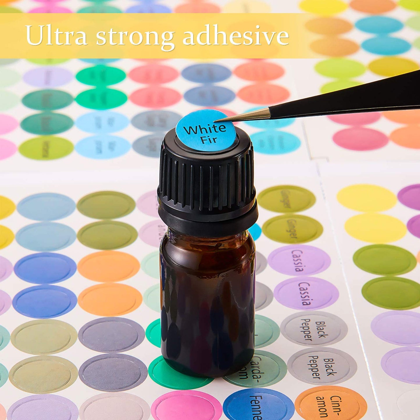 10 Sheets 1920 Pcs Essential Oils Labels Bottle Cap Lid Stickers for Rollerballs Bottles and Organizing Proof Labels Waterproof Cap Stickers for Essential Oil Bottle