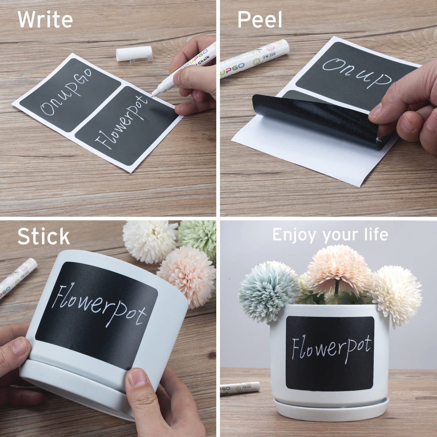ONUPGO Chalkboard Pantry Labels, Large Chalkboard Labels Stickers for Big Bins Boxes, Food Label Sticker, Waterproof Kitchen Pantry Names Labels Containers Jar Labels 4" x 3" 20 Pack Rectangles