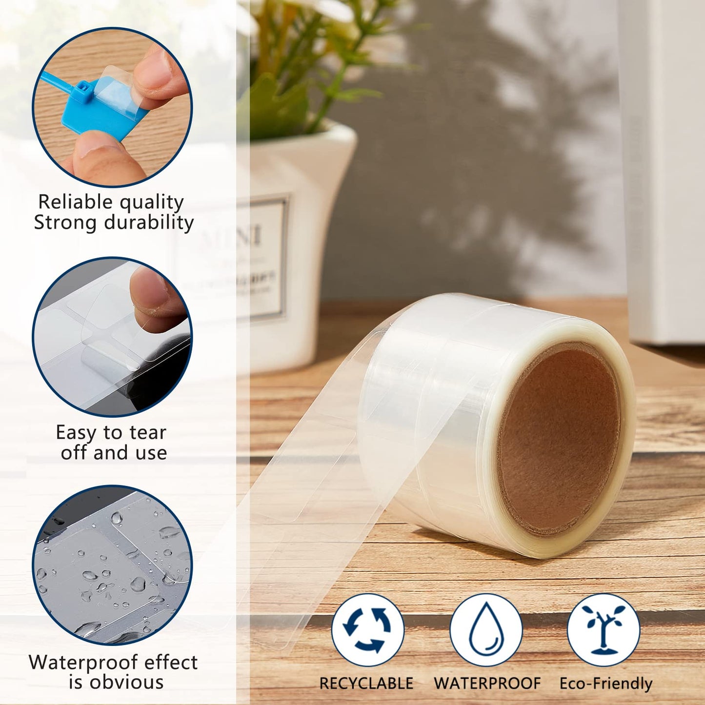 1000 Pieces Label Protector Clear Labels Wafer Seals Waterproof 0.59 x 0.98 Inch Back to School Clear Covers for Protecting Barcodes, Numbers and Stickers 1000