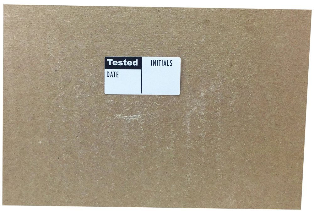 White and Black Tested Labels, 3/4 x 1 1/2 Inch in Size, 500 Adhesive Stickers on a Roll