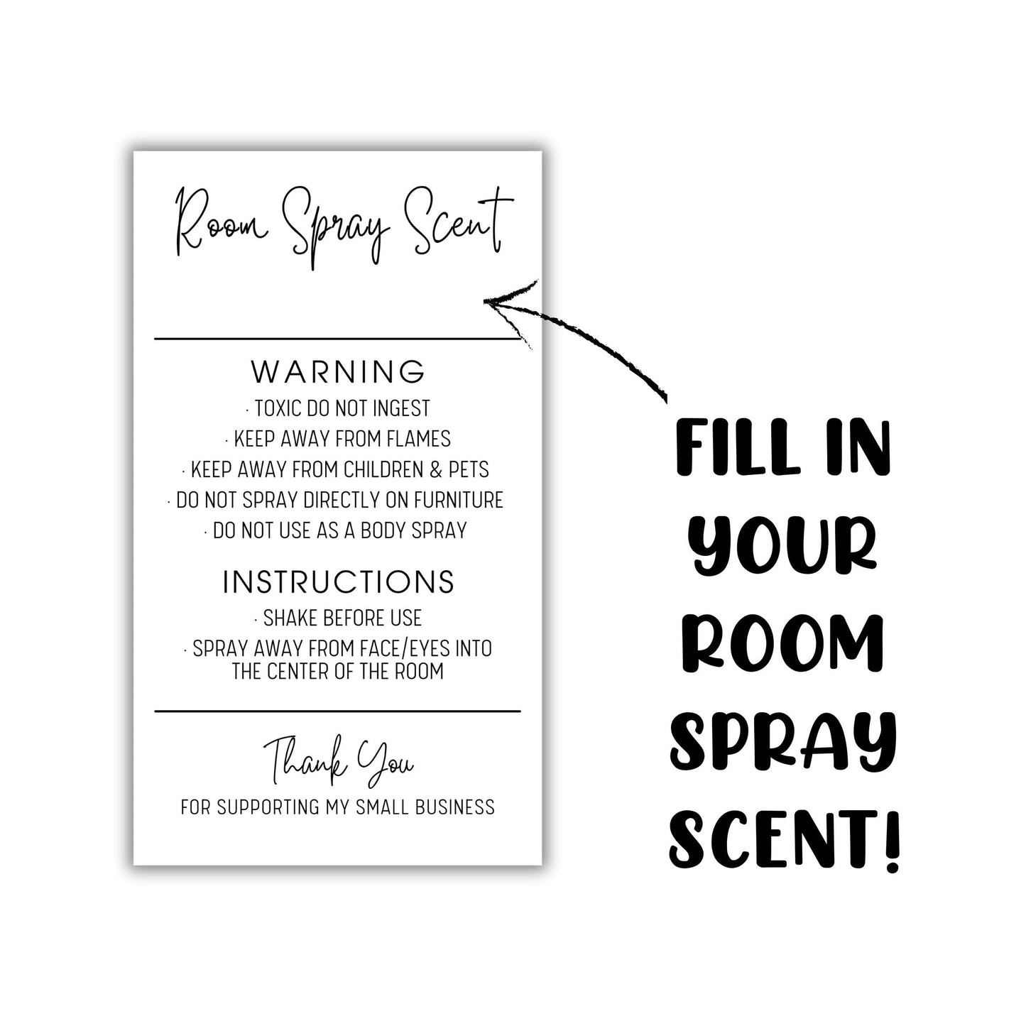 Room Spray Instruction Warning Scent Stickers Labels | 250 pcs per Roll Air Freshener Homemade for Selling Care Minimalist