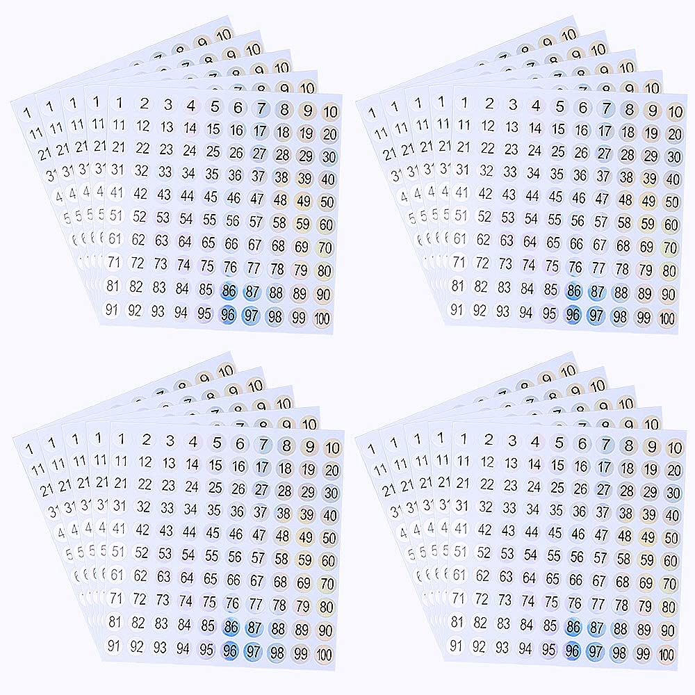 20 Sheets 1 to 100 Mini Number Stickers Round Labels Stickers Consecutive Number Stickers for DIY Marking Numbering Tool