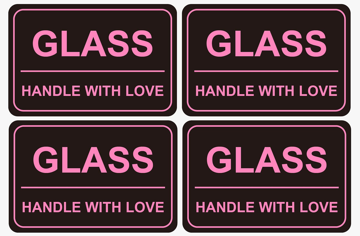 2"x3" 200 PCS Black Glass Sticker Fragile Handle with Love Stickers Shipping Mailing Cartons Envelops Adhesive Labels-Poskornwel