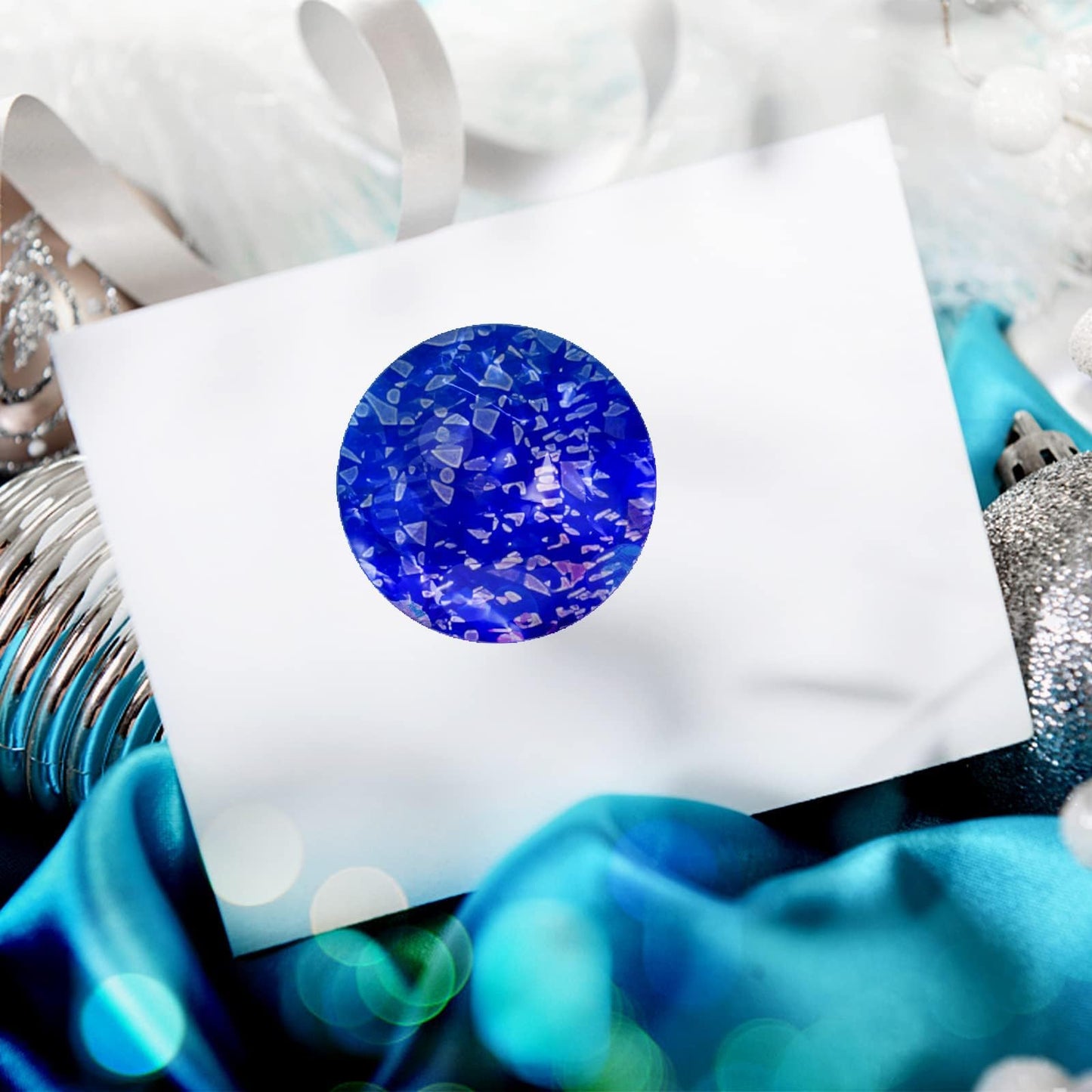 Round Stickers Blue 1 Inch Circle Labels Color Coding Glitter Sparkle Dot Sticker Waterproof Removable Roll of 500 PCS Glitter Blue