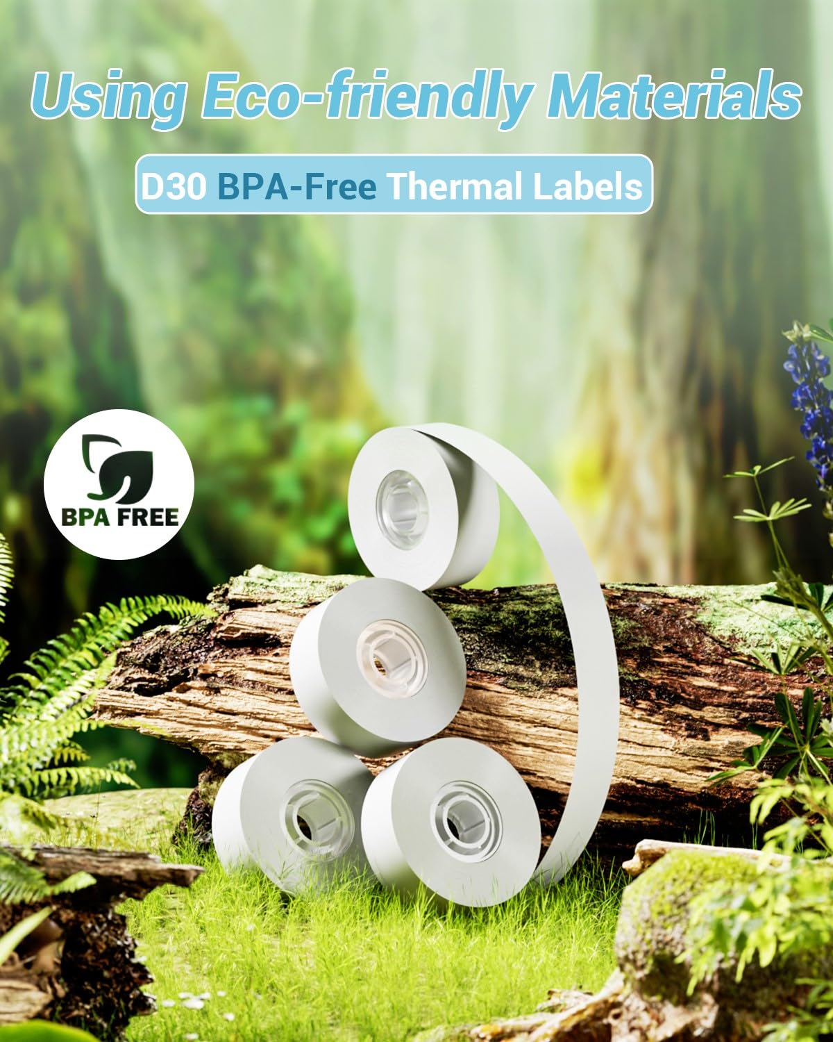 Phomemo D30 1 Pack Adhesive Transparent Label Paper 1/2" X 1 1/8" (14mm X 30mm) 210 Labels/Roll