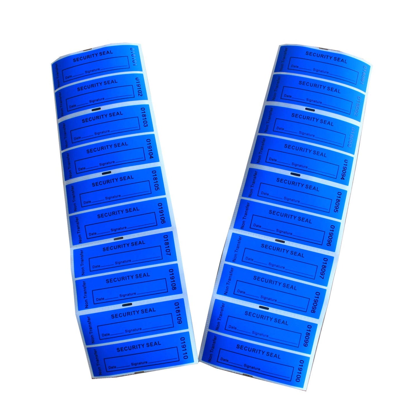 TamperSeals Group - 100pcs Non Transfer Tamper Proof Security Warranty VoidOpen Labels/Stickers/Seals for The Reusable Package or Expensive Surface (Blue, 1 x 3.35 inches, Serial Numbers) Blue