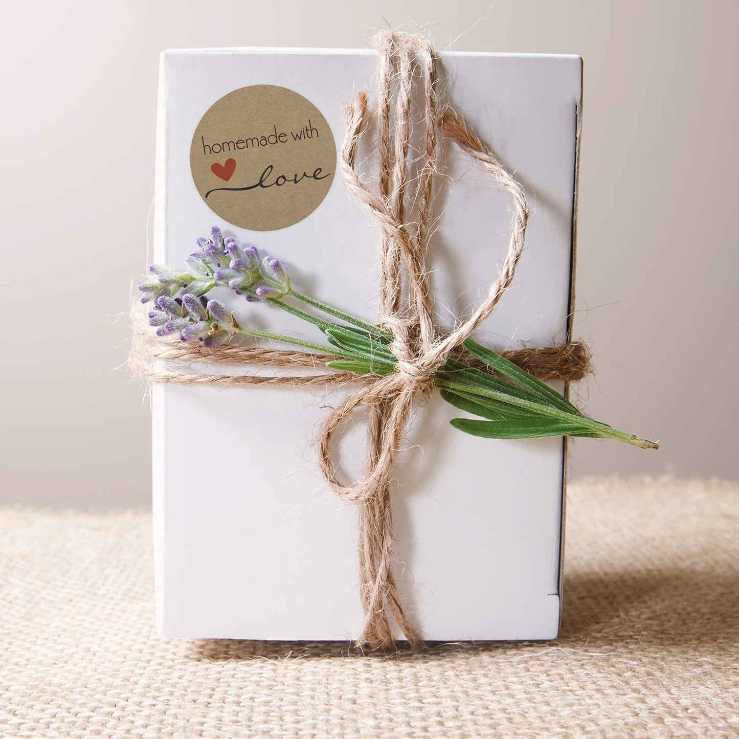 2" Inch Round Natural Kraft Homemade with Love Stickers / 500 Labels per roll 500 Qty 2”