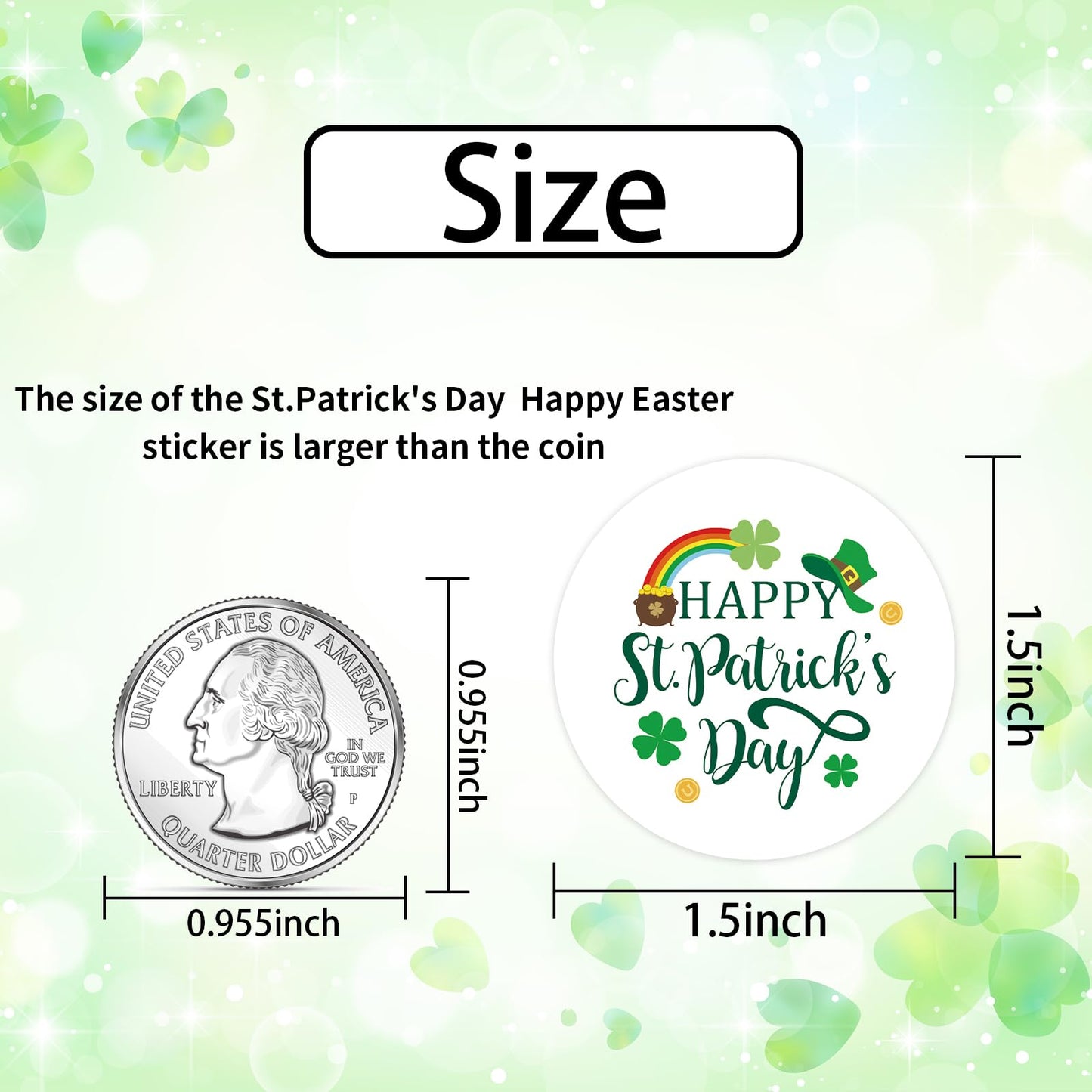 Heyfibro 500 PCS 1.5 Inch St. Patrick's Day Roll Stickers for Small Business, Gift Packing, Cards, Candy Bags, Envelope Seals, Party Supplies (Clover) Clover