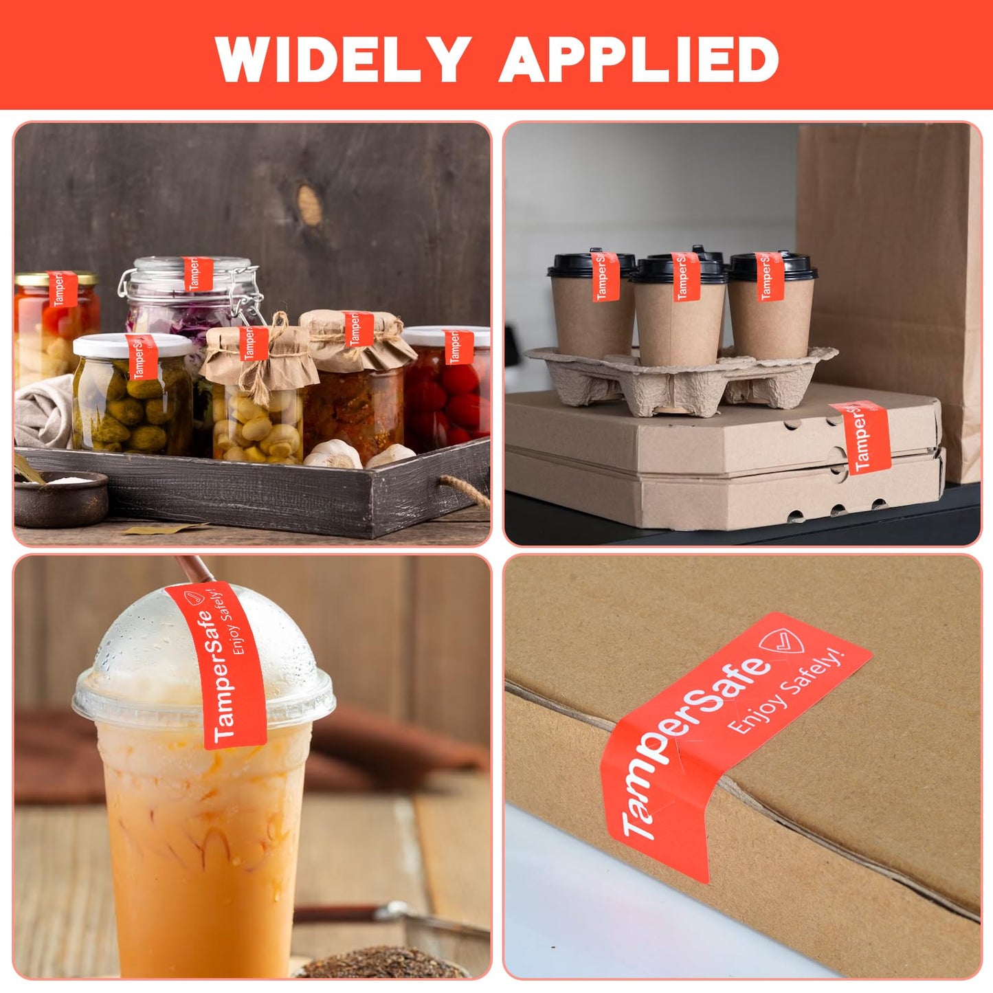 500 Pieces Tamper Evident Label1* 3 Inch Food Delivery Stickers Temper Proof Tape Roll Safe Secure Tamper Evident Seals for Food Container Pizza Boxes (Red) Red