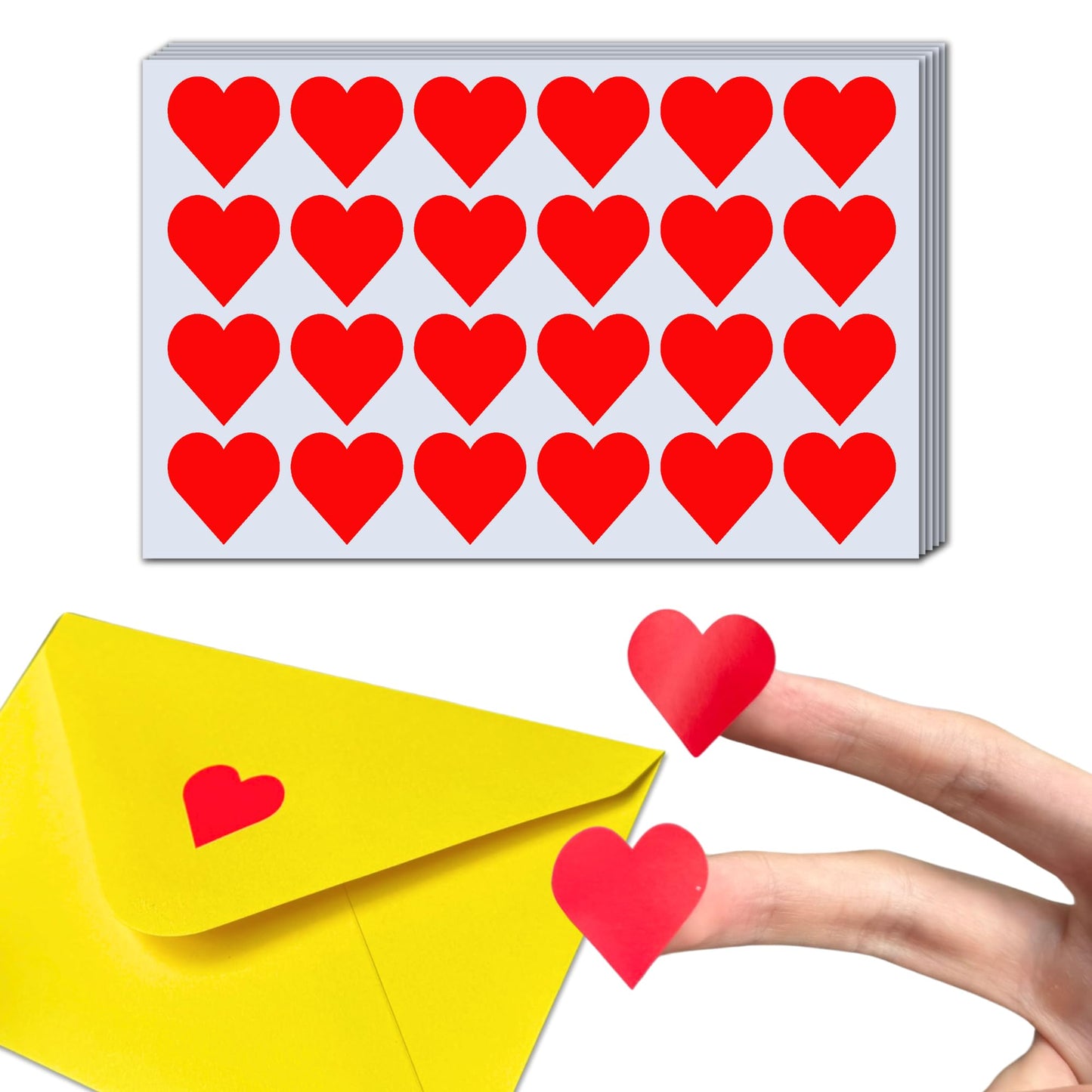 1200 Pack, 1" Red Heart Stickers Labels - 50 Sheets 1" | 1200 Stickers