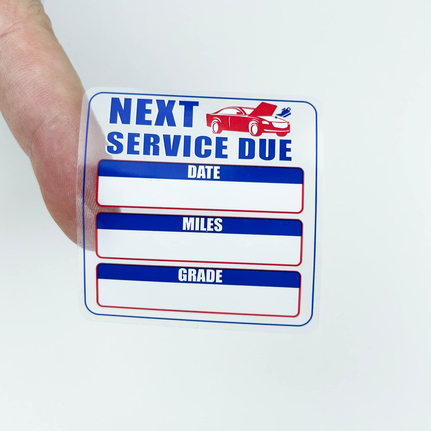 Oil Change Stickers 250 Pcs Per Roll-Service Reminder Stickers-2 inches x 2 inches Premium Clear Stock-Windshield-Checkered Flag- Peel & Write and Stick with No Residue Car Sticker.